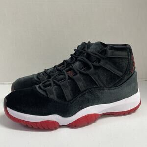 Air Jordan 11 Retro Bred Velvet DB5457 061 Size 10.5 Women Size 9 Men Black Red